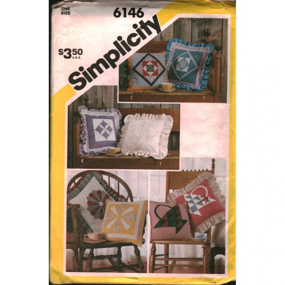 Simplicity 6146 Patchwork Pillows Sewing Pattern 8 Styles Ruffled Lace 15 Inch